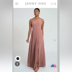Jenny Yoo Kora one shoulder chiffon dress 6 Clay